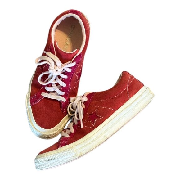 Converse Sneakers Kids Size 5 Red Pink Suede One Star Ox GS 'Enamel Red' 261791C - Picture 1 of 10